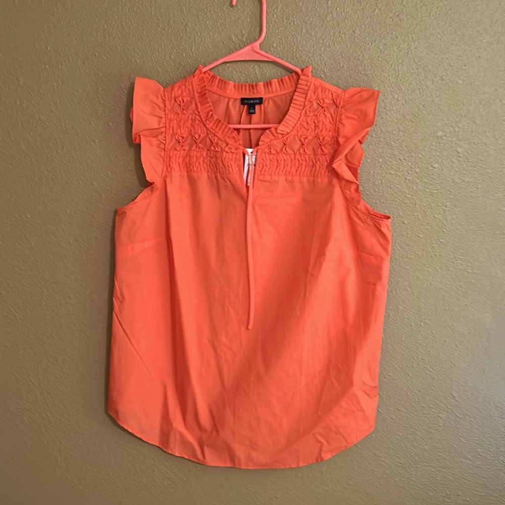 Talbots cup sleeve orange shirt size L NWT